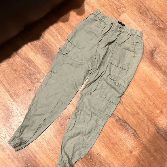 Nicole Miller Pants & Jumpsuits Mint Green Linen Cargo Joggers Poshmark